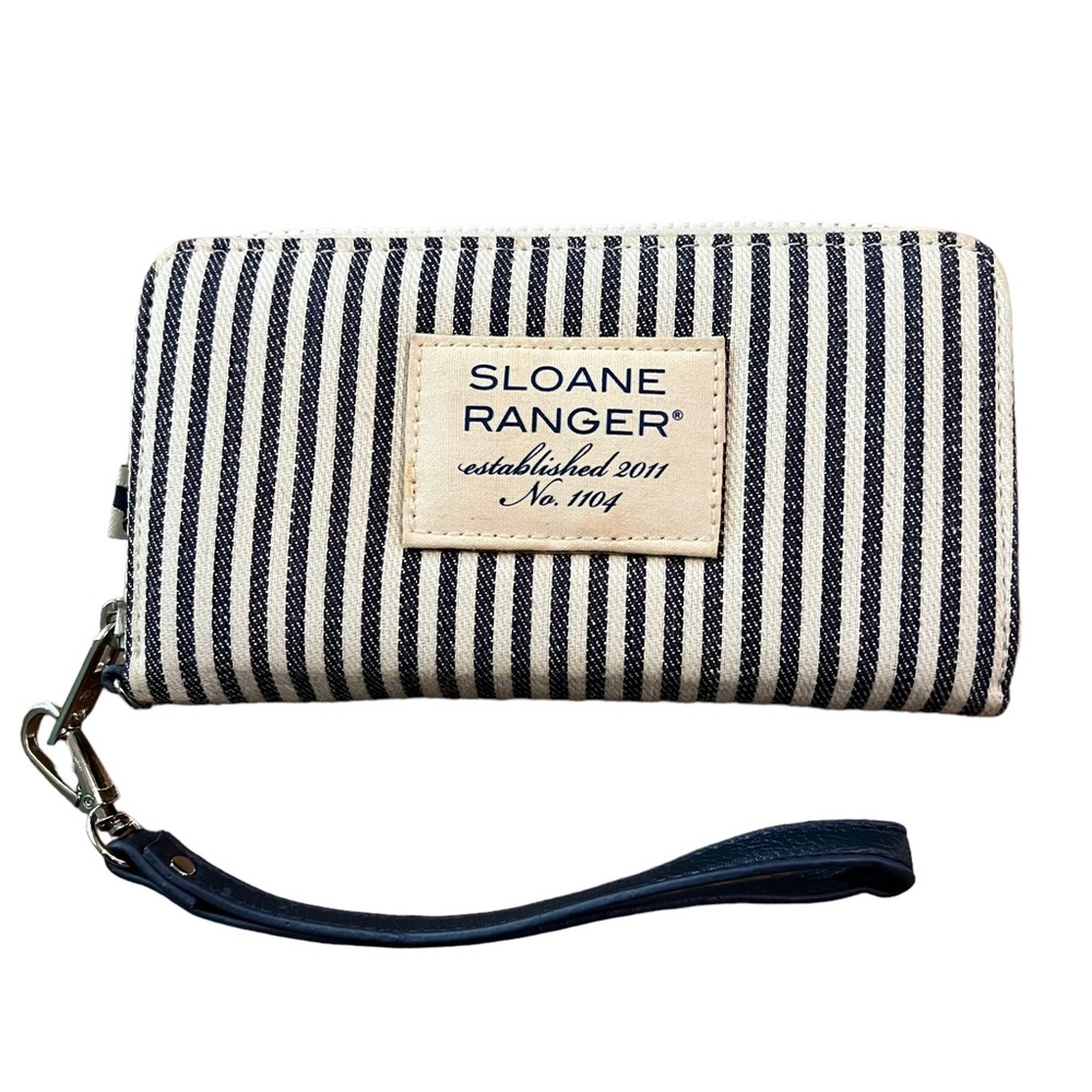 Sloan‎ Ranger Nautical Zip Around Wallet Wristlet Navy Beige